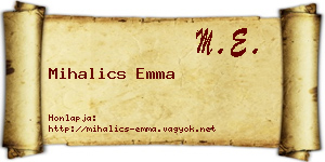 Mihalics Emma névjegykártya